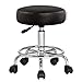 Casaria Tabouret à roulettes réglable en Hauteur 51-65 cm Rembourrage 10 cm pivotable 360 °C Repose-Pieds Tabouret de Bureau Noir