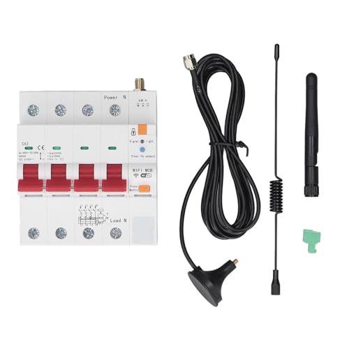 Smart Metering Circuit Breaker 4P 63A APP Remote Control WiFi Circuit Breaker with Timer Switch for Home Automation and Safety PC Flame Retardant Copper Material 35mm² Cable