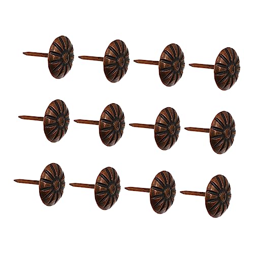 SHOWERORO 100pcs Retro Upholstery Tacks Chrysanthemum Nails Iron Decor Upholstery Tool Tacks