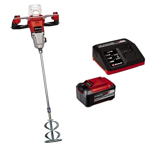 Einhell Professional Agitador de mortero y pintura con batería TP-MX 18-2 Li BL Solo Power X-Change, máx. 720 rpm, incl. agitador Ø120 mm + Einhell Starter Kit PXC 18V 5.2Ah battery and fast charger