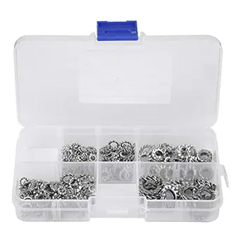 External Lock Washer Set, 300pcs 304 Stainless Steel Serrated Lock Washer External Toothed Washers Set for Home Appliances Industrial Equipment Maintenance