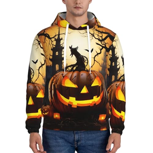 Men's Fleece Pullover Hoodie Long Sleeve Hooded Halloween pumpkin Sweatshirt Casual Shirts With Pockets2