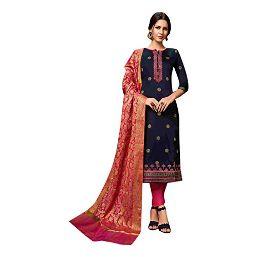 ETHNIC EMPORIUM 8095 - Tuta da donna in seta banarasi Dupatta dritta Salwar Kameez Churidar Fashion indiana punjabi 8095 da 71,1 a 111,8 cm, dimensioni del busto come mostrato