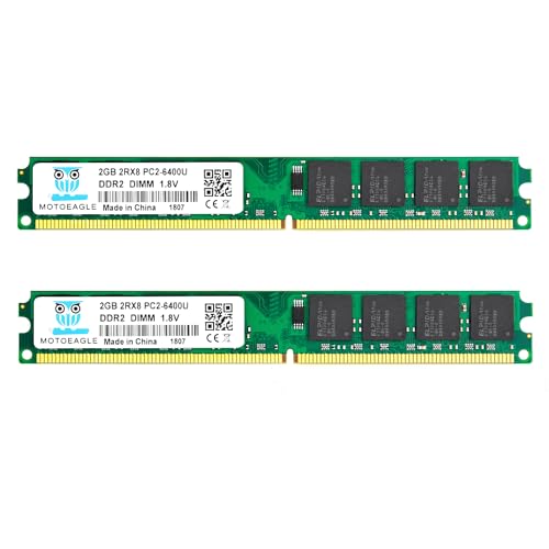 Image of 4GB Kit (2 X2 GB) DDR2-800 MHz Udimm RAM, 2GB 2Rx8 PC2-6400U-666 240-PIN CL6 1.8V Unbuffered Non-ECC Desktop Memory Modules