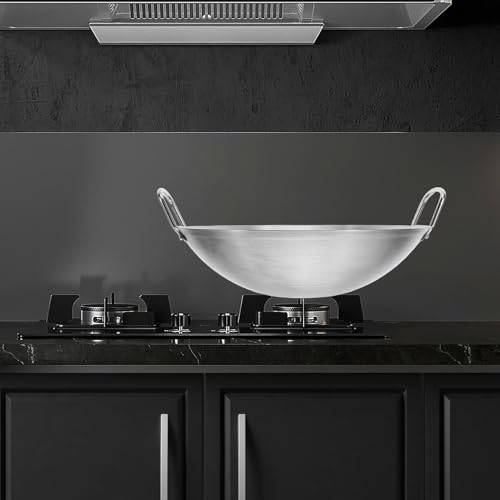 Wok de cocina grande acero inoxidable fondo redondo 28 cm miniatura 7