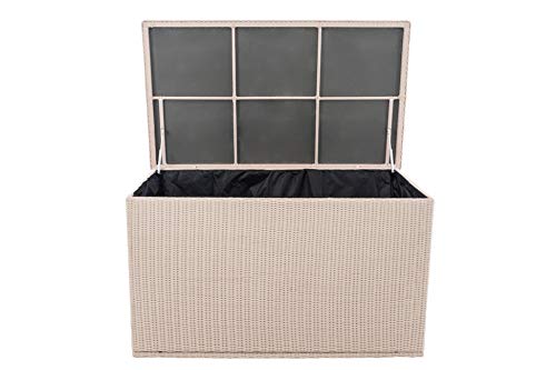 CLP Poly-Rattan Auflagenbox Comfy Ø 5 MM I 320 oder 785 Liter I Für Gartenpolster I Wasserdicht, Farbe:perlweiß, Größe… – Bild 5