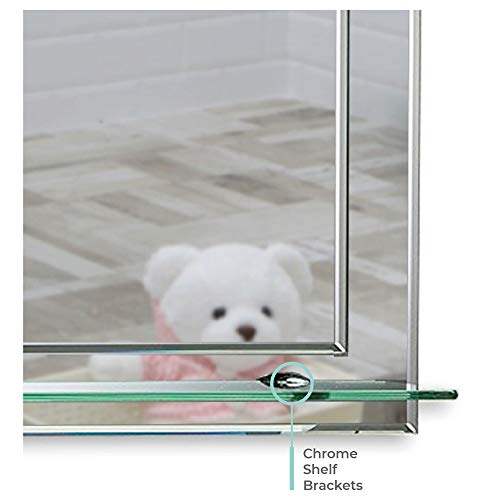 Neue Design Rectangular Bathroom Mirror, Double Layer 50cm x 40cm Wall Mounted Shelf Elegant, Sizes 70cm x 50cm, 60cm x 43cm or 50cm x 40cm Iowa