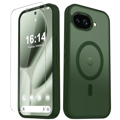 Image of for Google Pixel 10a Case, Matte Magnetic Phone Cover [with 1 Screen Protector] [Support for MagSafe] [Shockproof Military Grade Protection] Translucent Frosted Back, Sage Green