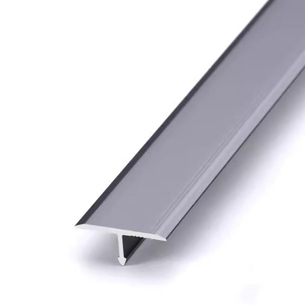 35.4" Metal Flooring Transition Strip, 90cm Flat Divider Strips, T Molding Gap Connecting Strips, Doorway Edge Trim Joining Strip(Gray,W 33mm)