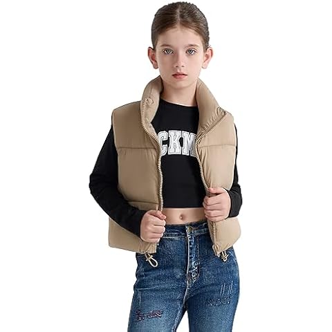 SOLOCOTE Girls Hooded Puffer Vest Cover
