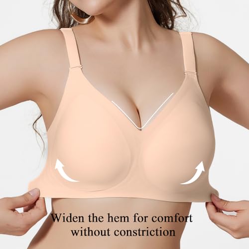 Image of Wirefree Plus Size Bras for Women, Seamless Full Support Wireless Comfort for Large Cup, No Underwire, Everyday T-Shirt Bra