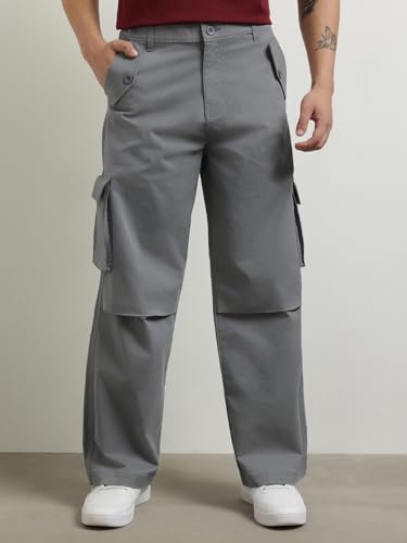 Image of Nobero Oversized Cargo Pants for Men | Oversized Fit | Multiple Cargo Pockets | Elasticated Waist | Casual & Utility Wear