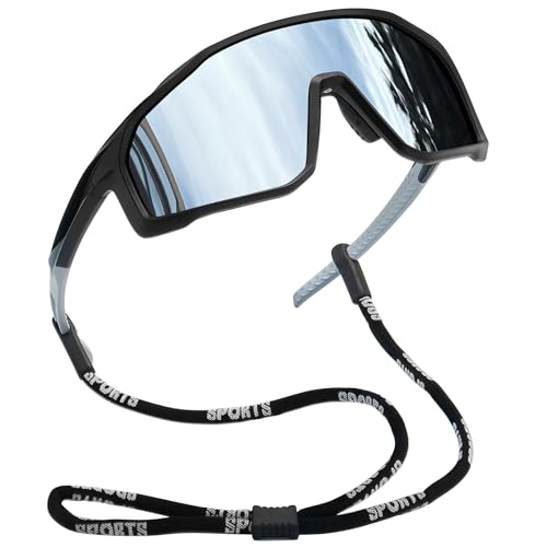 Joopin Oversized Sports Sunglasses Men Women Polarized Wrap Around Sun Glasses UV400 Protection Shades Sunnies (Silver Mirrored)