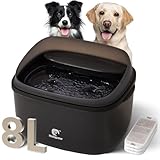 HOLAPAW Dog Water Fountain for Large Dogs, 2.1Gal/8L Dog Water Bowl Dispenser, No Spill Automatic Pet Water Fountain for Dogs Cats Multiple Pets with Ultra Quiet Pump, 3 Filter Replacement, Black