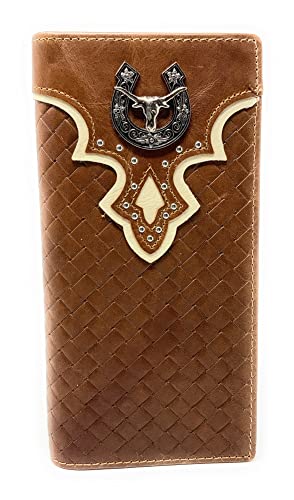 Texas West Men's Genuine Leather Longhorn Bifold Wallet in 3 Colors (Coffee)
