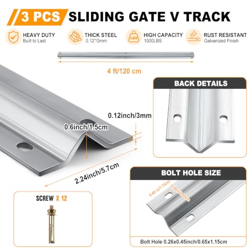 Otoolling 12ft V Track for Sliding Gate, 3 x 4ft Sections, Galvanized Steel by Otoolling - Used condition - Image 2