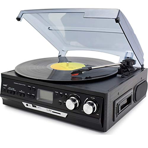 WDWDW Tocadiscos con 2 Altavoces, Tocadiscos de fonógrafo, conversión de Vinilo a MP3, codificación, Conector para Auriculares, USB, Tocadiscos Bluetooth para Entretenimiento y decoración del hogar