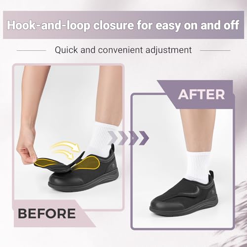 FitVille Diabetic Shoes for Women Extra Wide Width Adjustable Straps Womens Diabetic Shoes with Arch Support for Swollen Feet, Bunions, Plantar Fasciitis Pain Relief3