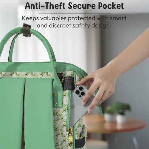 Image of StarAndDaisy Baby Bag for Mother Travel /Diaper Bag with Insulated Baby Bottle Pocket /Diaper Bag for Mothers for Travel with Multi Compartments, Waterproof Diaper Bags for Mom -Green