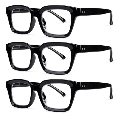 Image of JOSCHOO 3 Pack Reading Glasses Blue Light Blocking Computer Spring Hinge Readers for Women Men