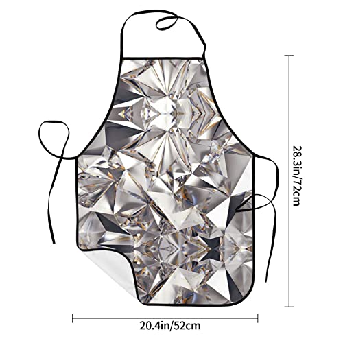 Celuce Glitter Abstract Diamond Crystal Pattern Printed Bib Apron Waterproof Oil Resistant Large Pocket For Men And Women Adult Cooking Painting Baking #TOP5