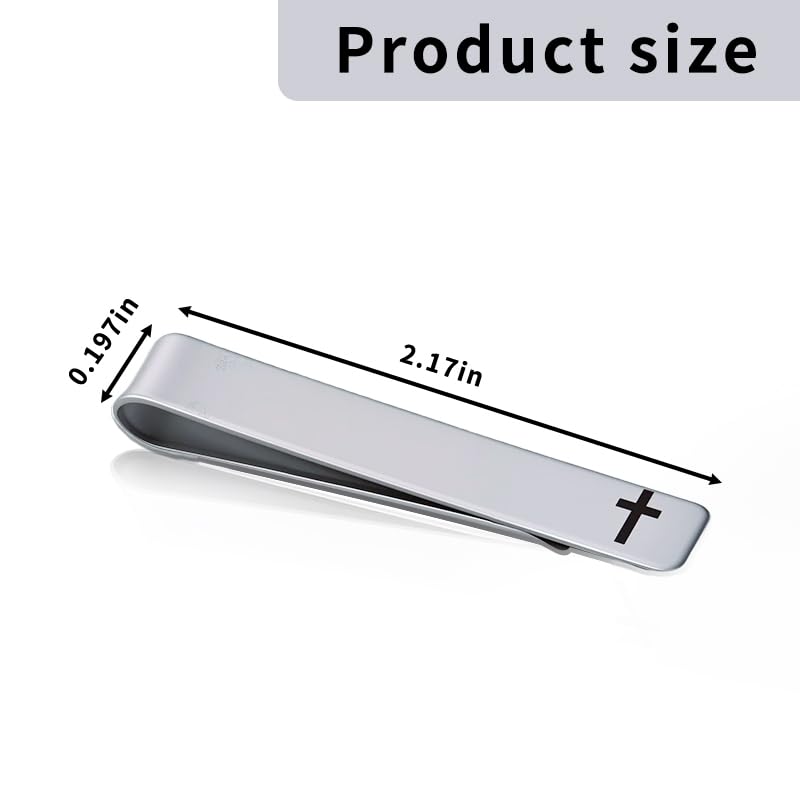 Christian Cross Tie Clip for Men Boyfriend Regular Silver Cross Tie Bar Faith Christian Husband Tie Tack Birthday Gifts2
