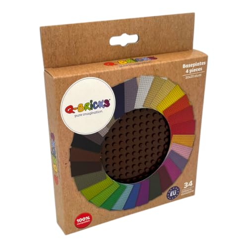 Image of Classic Baseplate - Building Kit for Toddlers & Kids - 20 x 20 Studs - 6.3 x 6.3 inches - Pack of 4 Baseplates - Compatible with Major Brands