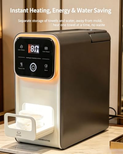 Calentador de toallas eléctrico de 550W con pantalla digital y cuatro niveles de temperatura 5