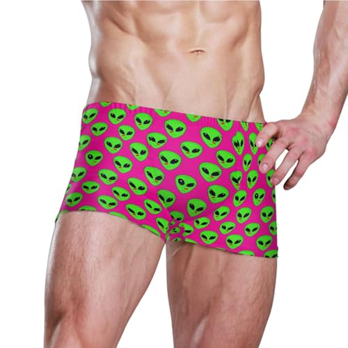 Cute Alien UFO Mens Swim Trunk Swimwear Bathing Suit Swim Brief Square Leg Board Short S B04040143
