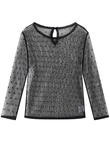 Image of Noomelfish Girls Lace Layering Tops Sheer Mesh Tee Shirts Blouse (5-12 Years)