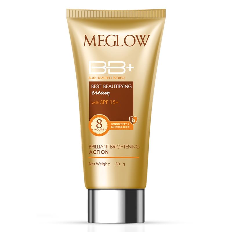 Meglow by Leeford | Best Beautifying BB+ Cream with SPF 15+ | BB Cream for Face Makeup | Brightening Face Cream | Skin Whitening Cream for Women | BB Cream for Instant Glow