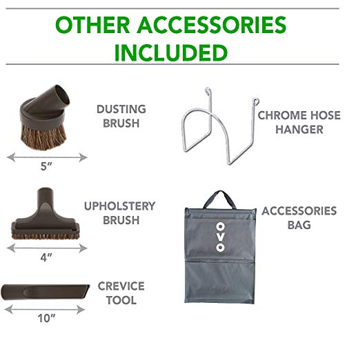Ovo KIT-LV30S-OVO Central Vacuum Hardwood Brush Cleaning Tools Attachment Kit Tile Floors and Hard Surfaces - Switch Control Crushproof Hose, 30ft, Black and grey - Thumbnail 6