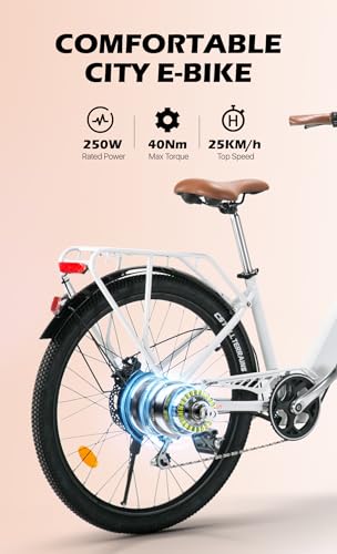 cysum Cityrun E-Bike für Damen, 26 Zoll Elektrofahrrad, City E-Bike für Erwachsene, Motor 250 W, 25 km/h, Lithium-Akku 36 V, 360 WH, Reichweite 80 km