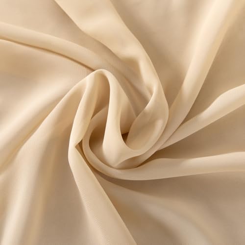 Image of MLMC Champagne Chiffon Fabric by The Yard Pre-Cut Sheer Chiffon Arch Fabric 5 Yards Airy Continuous Draping Panels 60 inch Wide for Wedding Backdrop Craft Ceiling Decor