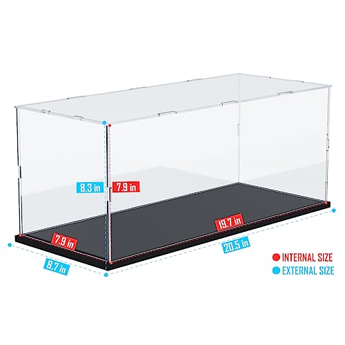Image of Choowin Acrylic Display Case for Lego Car Dodge Charger Batmobile Jazz Quartet - Thickened Clear Acrylic Display Box for Collectibles - Dustproof, Assemble, Black Base