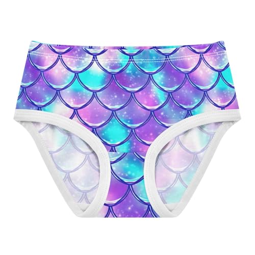 Joisal Designer Girls Underwear Toddlers 2t Cotton Cute Panties Girl Vibrant Mermaid Scales Purple Kids Undies Briefs