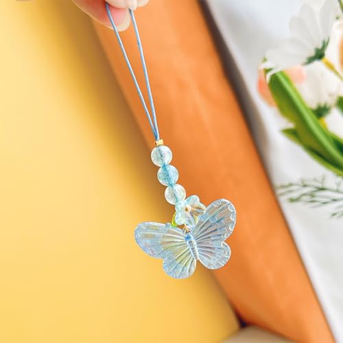 NUEAYMS Flower Butterfly Pendant Phone Charm Hanging Rope Cute Phone Chain Strap Bag Decoration Lanyards Keychain Accessory