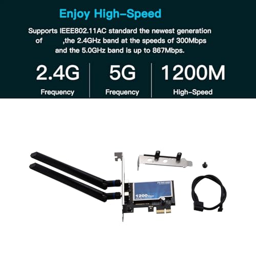 FV-AC1200 PCIE Network Card AC Dual Band WiFi Adapter Soporta IEEE 802.11a/b/g/n Velocidad Máxima 867Mbps para Auriculares y Altavoces miniatura 6