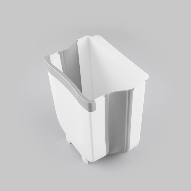 Caneca de basura plegable rectangular gris 9 litros miniatura 7