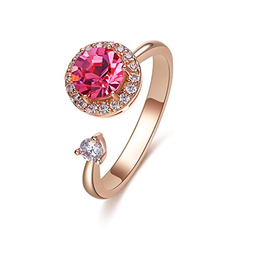Preisvergleich Produktbild CRYSLOVE Ring für Frauen Mädche RoseGold Plattiert Glänzender Kristall Justierbaren RingesMuttertagsgeschenk"MEHRWEG"