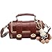 RTGGSEL Retro Vegan Leather Crossbody Shoulder Duffel Barrel Bags for Women Small Tote Satchel Handbags Purse (Brown)