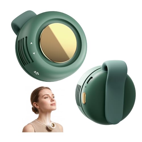 Image of Portable Silent Mini Bladeless Fan Clip On, 3 Speeds & Queit, Hands Free Shirt and Waist Clips Whirlwind Fans, USB Rechargeable, Suitable for Outdoor & Travel & Office (green)