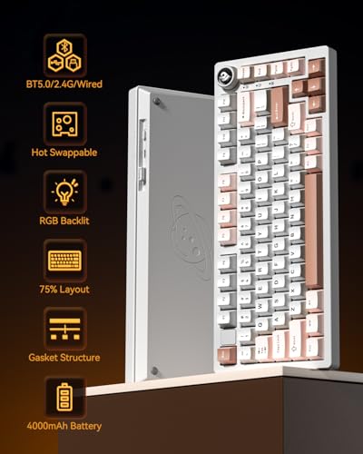 Image of LEOBOG HI75CPro Mechanical Keyboards, RGB Backlit Tri-Mode BT5.0 /2.4GHz /USB-C Gaming Keyboard, Hot Swappable Creamy Keyboard with PBT Keycaps for PC /Windows /iOS /Android