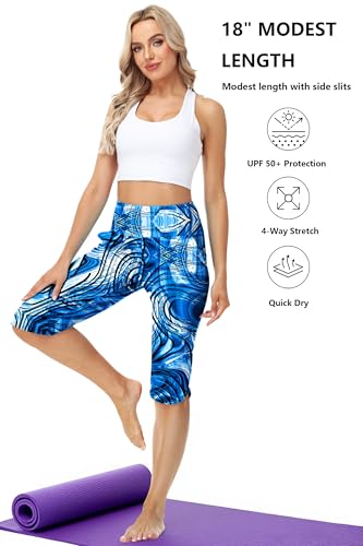Image of AOBUTE Womens Swim Capris Pant Sun Protection High Waisted Swimming Leggings with Pockets (No Lining)