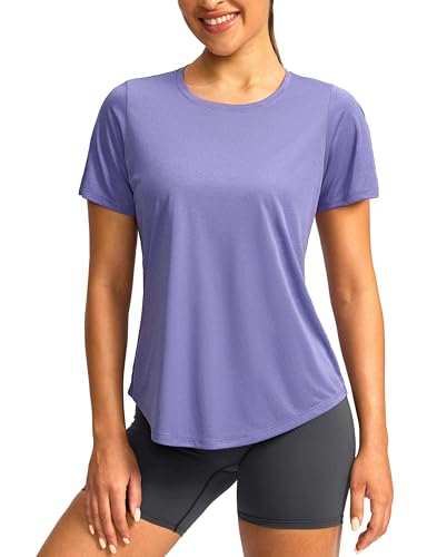 Image of Women's Short Sleeve Workout Shirts UPF 50+ Sun Protection T-Shirts Quick Dry Breathable Gym Running Hiking Tops for Women
