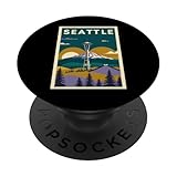 Photo Gallery poster di viaggio retrò seattle con space needle mountains popsockets popgrip adesivo Photo Gallery poster di viaggio retrò seattle con space needle mountains popsockets popgrip adesivo