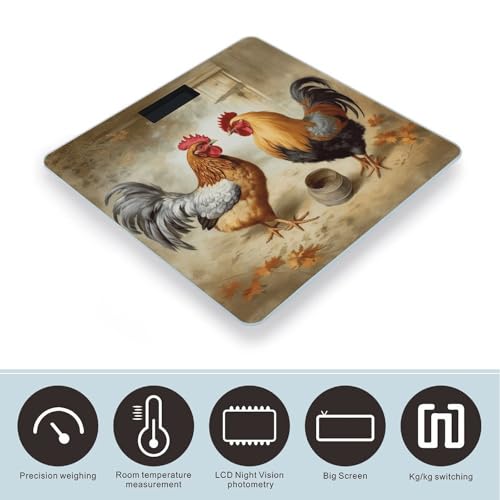Báscula digital de baño con diseño de gallina y gallo miniatura 3