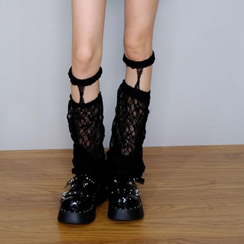 Triplewood Summer Lace Flared Leg Warmers Y2K Leg Sleeves for Women Rave Bownot Leg Socks Hollow Out Leg Sleeves4
