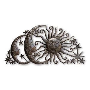 Haitian Metal Wall Art Spring Arch Garden Sun and Moon Wall Art Home Decor Flowers Handmade in Haiti 32 In x 17 In SUN 5