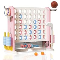 Giant Connect 4, Family Games for Kids and Adults, Outdoor/Indoor Giant Garden Games with Basketball Hoop, Ring Toss, 42 Jumbo Rings, Golf Game, Giant 4 in A Row Game Set